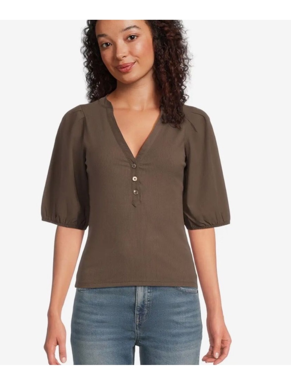 MADEWELL RIBBED PUFF SLEEVE HENLEY